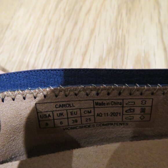 VIONIC Caroll Leather Comfort Slip On Ballet Flats Shoes in Navy - Size US 8 - Picture 12 of 12